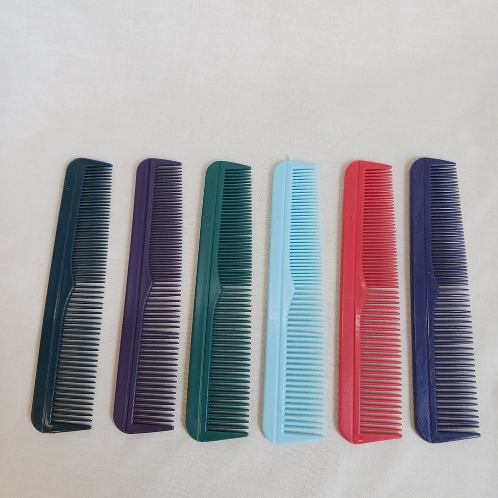 Vintage Plastic Pocket Combs Lot Six Assorted Colors